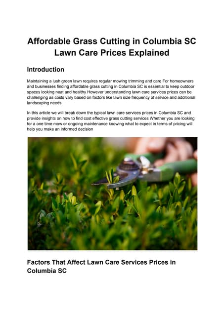 Budget-Friendly Grass Cutting in Columbia, SC: Lawn Care Costs & Savings | PDF